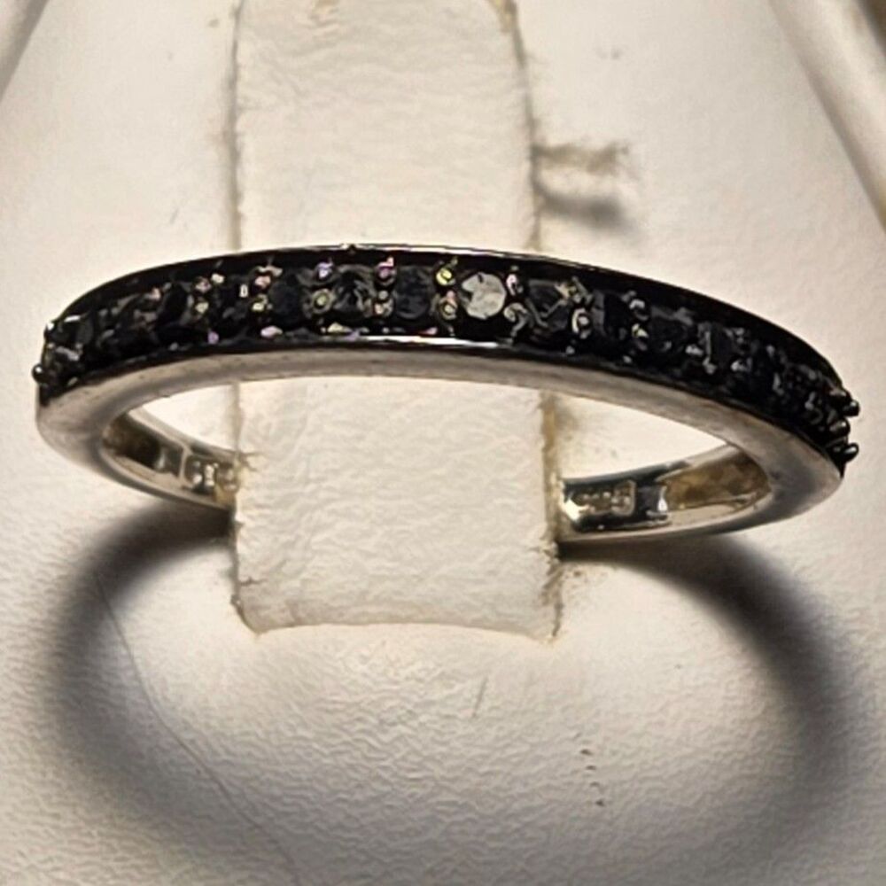Black stone stacker vintage sterling silver ring sz 7